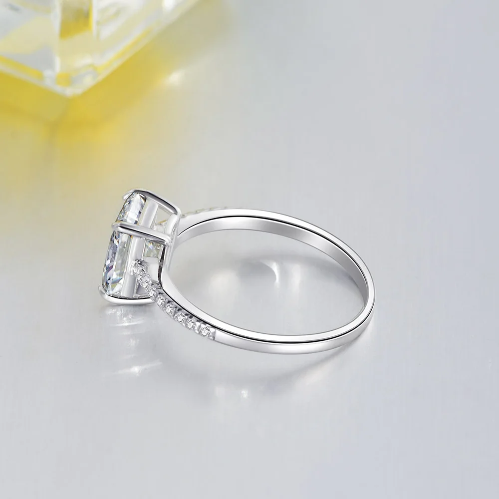 Реальный S925 серебро и белый фианит 8ct синтетический алмаз 8x11 мм кольцо с камнем