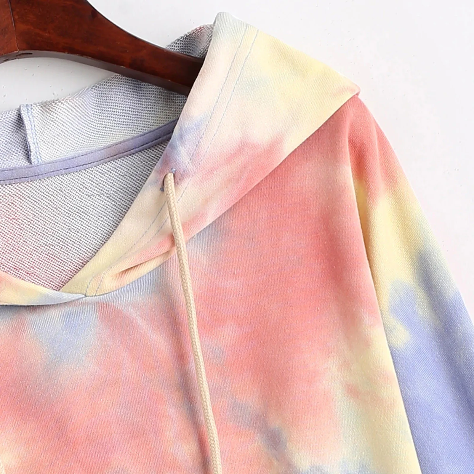 Women Hoodie Long Sleeve Tie-dye Print Patchwork Casual Hoodie Pullover Sweatshirt Top Streetwear Women Oversized Hoodies