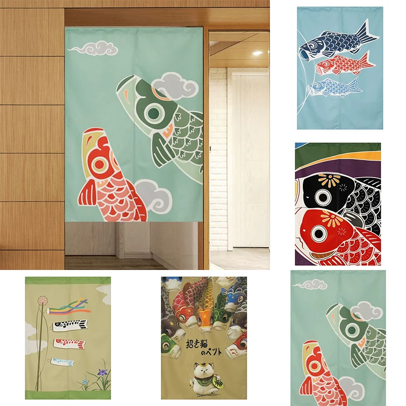 

Japanese Fabric Curtain Kitchen Door Curtain Non Perforated Half Panel Curtain Home Decoration Geomantic Curtain