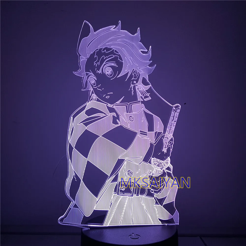 Demon Slayer экшн аниме 3D изменение цвета Светодиодная фигурка Kimetsu no Yaiba Kamado Nezuko Kamado Tanjirou настольная визуальная модель подарок игрушка