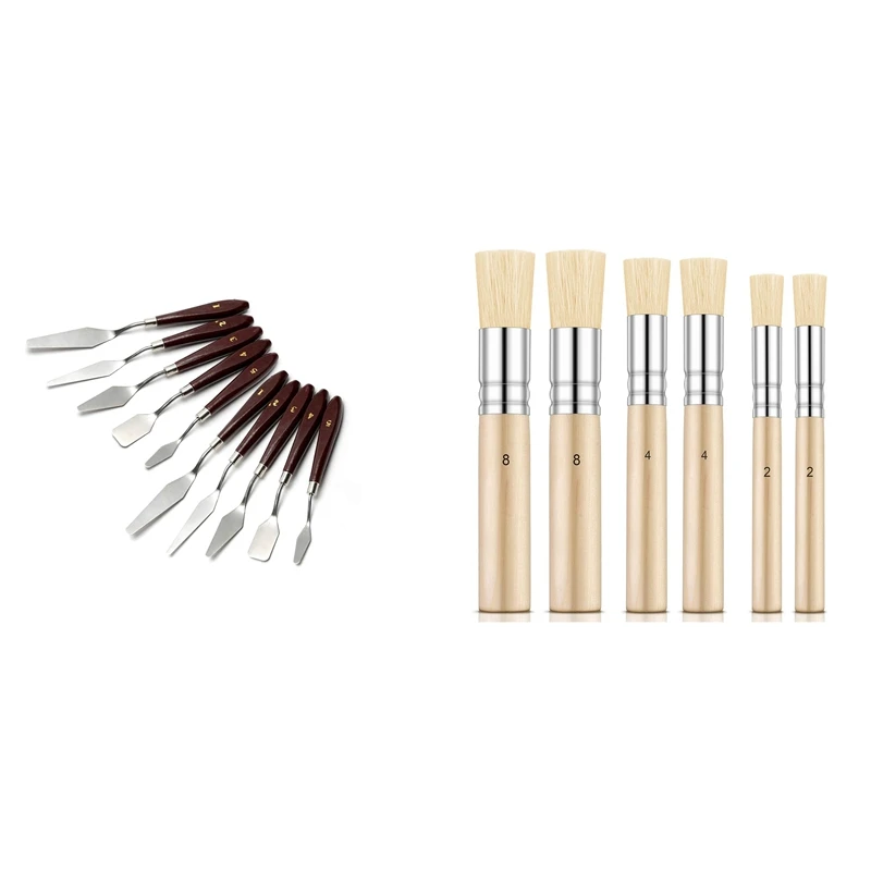 

Набор из 10 скребков для рисования, палитра для рисования, нож для гуаши, скребок для рисования и 6 деревянных искусств