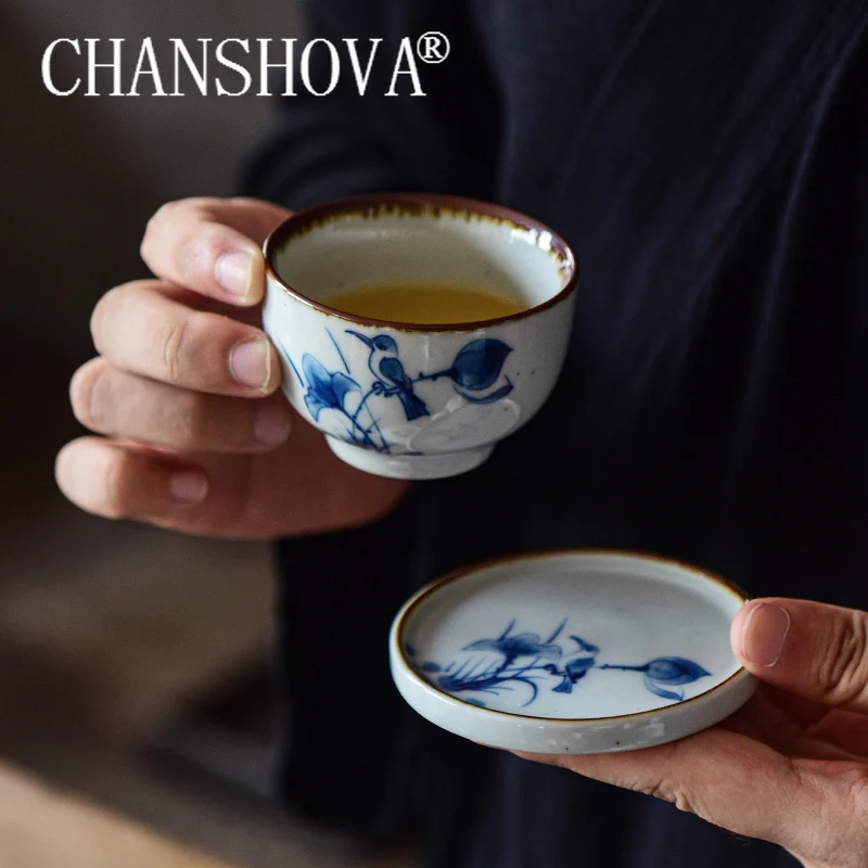 

CHANSHOVA 70/90 ml Chinese style Handpainted Ceramic coffee cup saucer set teacup set Drinking Utensils China porcelain H436