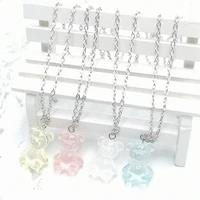 2020 new 4 color fashion cute transparent bear pendant necklace childrens birthday gift resin bear necklace jewelry gift