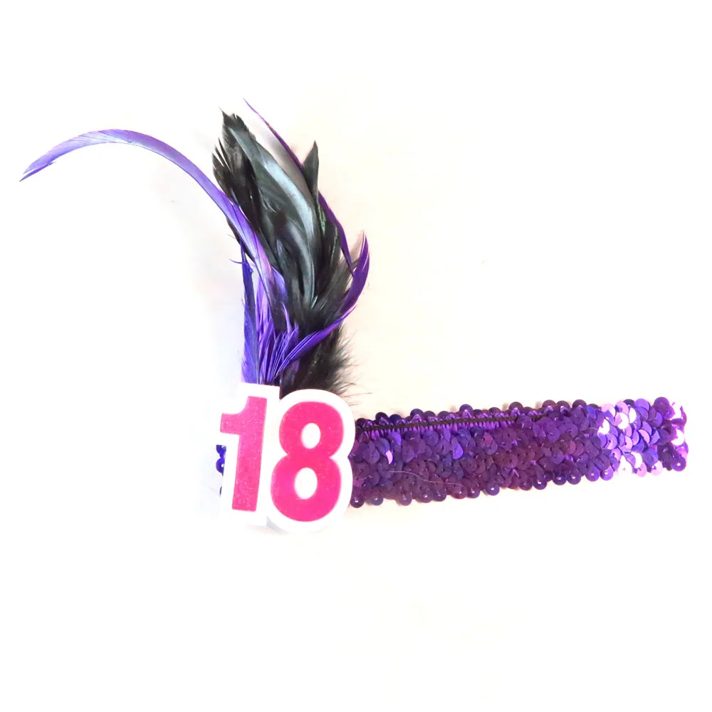 

3pcs 2021 new design Sweet Birthday DIY decoration fashion feather headband Princess women happy birthday event party supplies