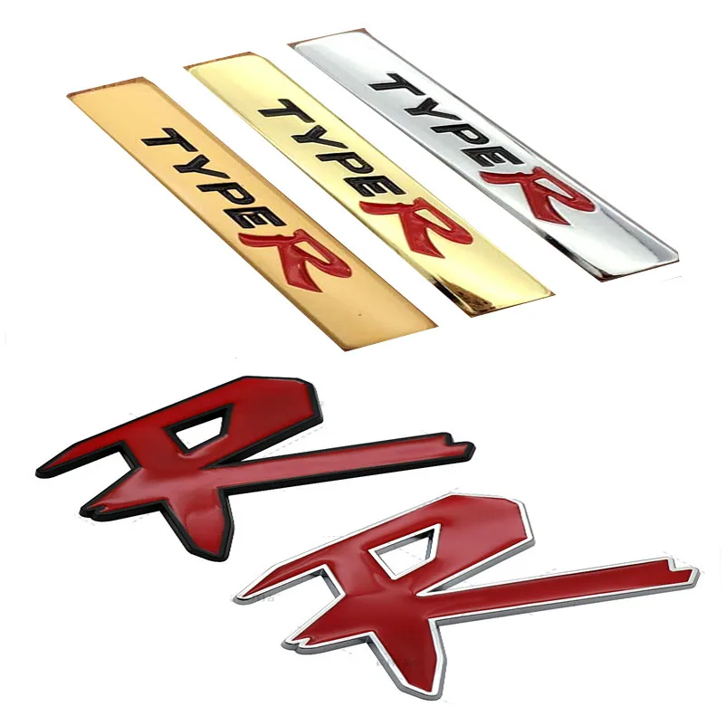 

For TYPER R Emblem Decal Car Trunk Sticker 3D Metal Auto Body Badge Styling for Honda Fit Accord H-RV Avancier Civic Mugen JAZZ