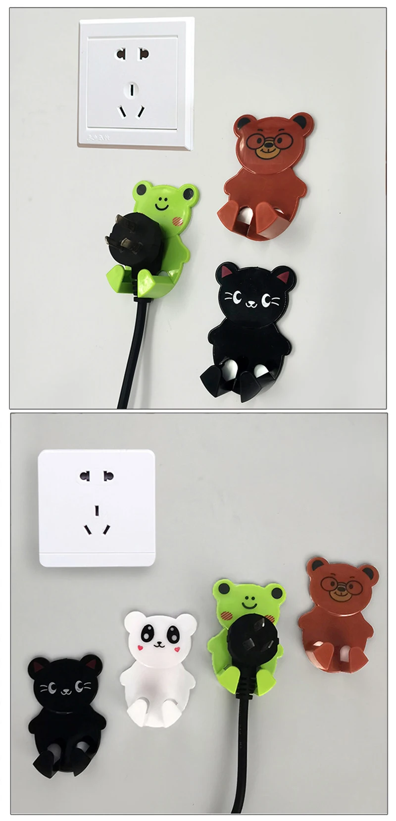 

Creative Cartoon Brown Bear Plug Storage Hook Room Items Tidy and Beautiful Kitchen Storage Brown Bear Cartoon Hook