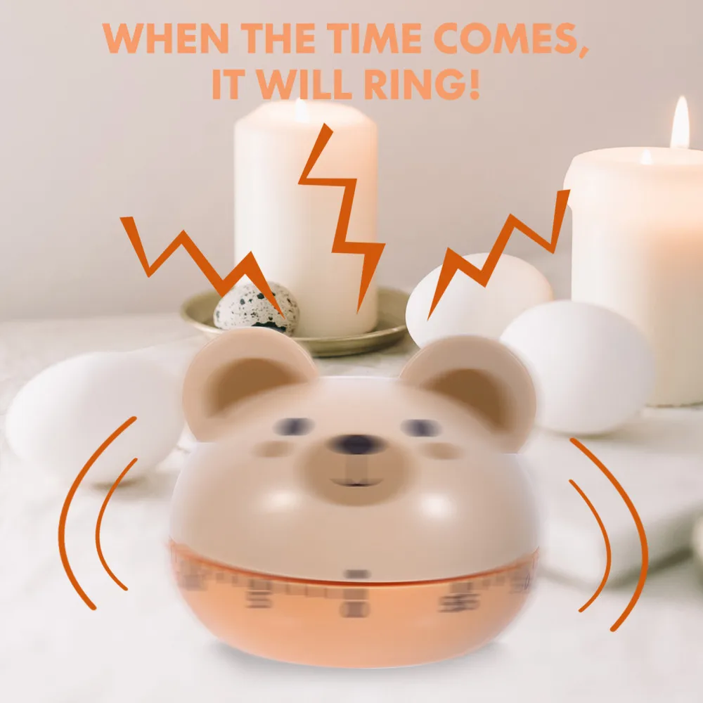 

1Pc Cartoon Bear Timer Creative Timer Reminder Kitchen Gadget Supply Khaki