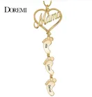 DOREMI Детские средства ухода за кожей стоп название Цепочки и ожерелья с камнями в форме капли любовь мамы, ожерелье Цепочки и ожерелья с подвесками на заказ дату рождения на заказ, инкрустирован CZ Сердце Цепочки и ожерелья s