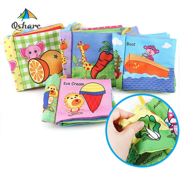 

Qshare Soft Cloth Books for Babies First Year Gift, Baby Early Learning Activity Fabric Non-Toxic Crinkle Books