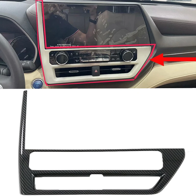

For Toyota Highlander 2022 ABS Carbon Fiber Modified Car GPS Navigation Screen Frame Protective Cover Decoration Accessories 1Pc