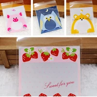 50100pcs cute cartoon candy plastic bag cookie baking gift packing opp transparent self adhesive bags wedding birthday supplies