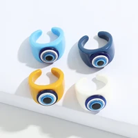 punk colorful acrylic resin blue turkish evil lucky eye open ring rock round finger ring for women men fashion party jewelry