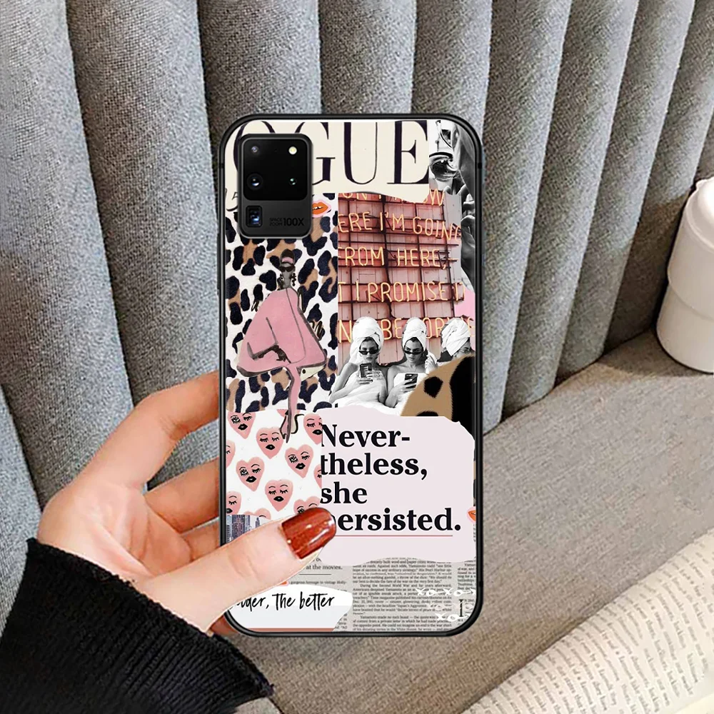 

Fashion VOGUE Charming Girl Magazine Phone Case Cover For For SamSung Galaxy S Note 7 8 9 10 20 Uitra Plus E Lite Black black