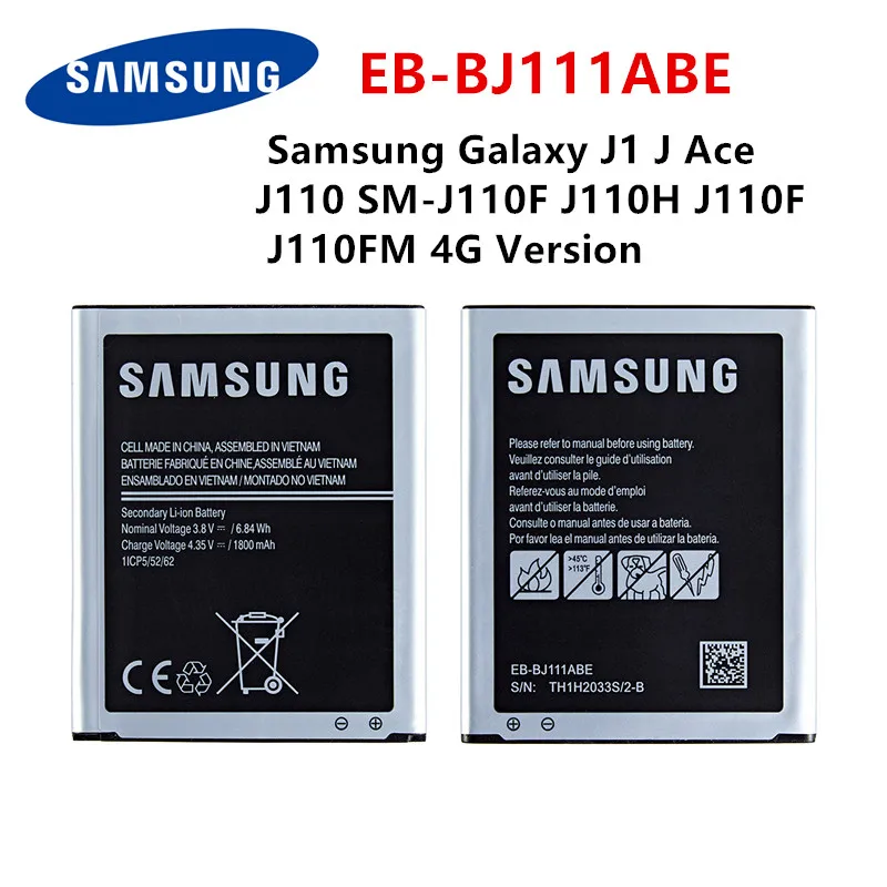 SAMSUNG Orginal EB-BJ111ABE 1800mAh Battery For Samsung Galaxy J1 J Ace  J110 SM-J110F J110H J110F J110FM 4G Version