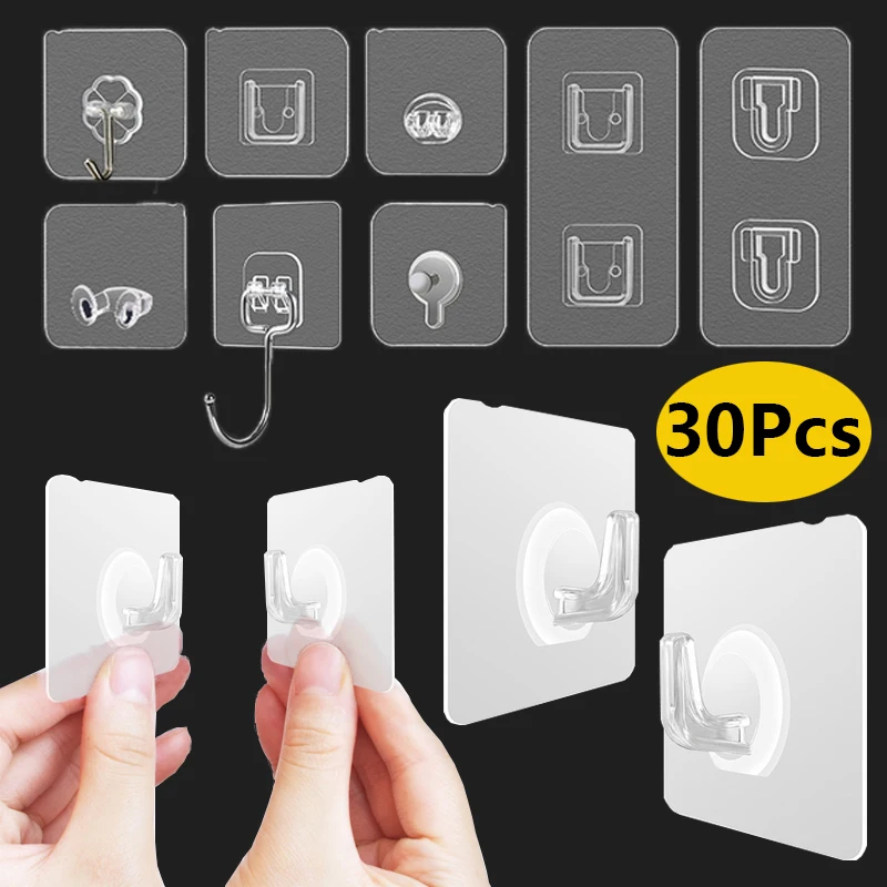 

Transparent Wall Hooks Hangers Self Adhesive Door Wall Hangers Hooks Suction Heavy Load Rack for Kitchen Bathroom Accessories