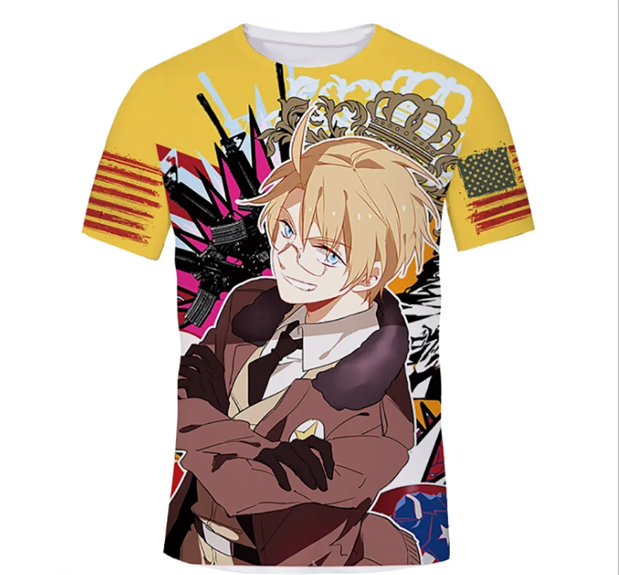 Футболка мужская и женская с принтом аниме Axis Powers повседневный модный топ