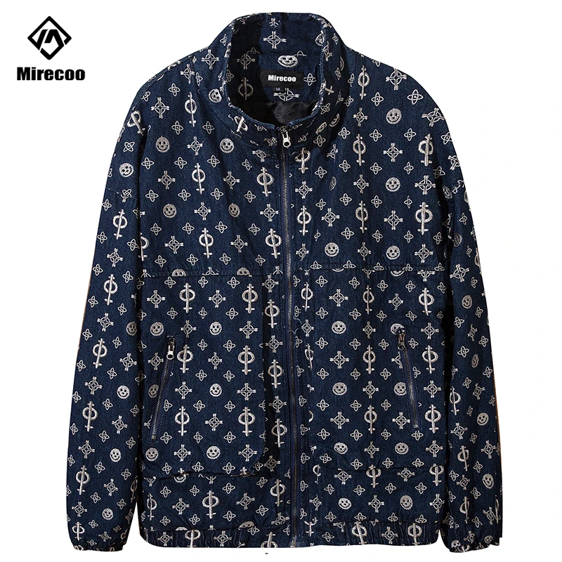 Джинсовая куртка на молнии с вышивкой мужская ветровка в стиле хип-хоп Мужская