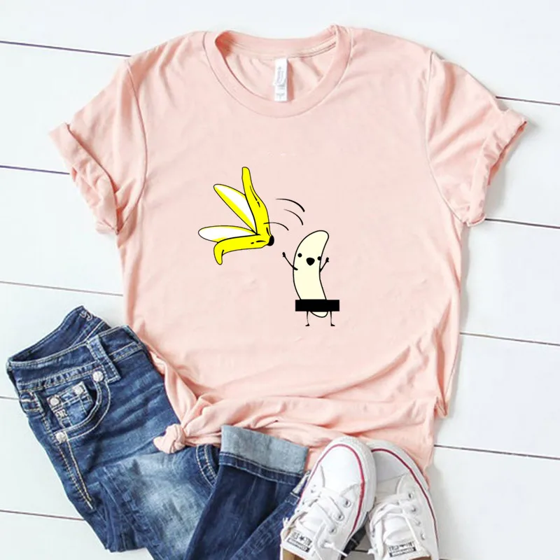 Футболка женская с рисунком Повседневный хлопковый топ в стиле Харадзюку банан