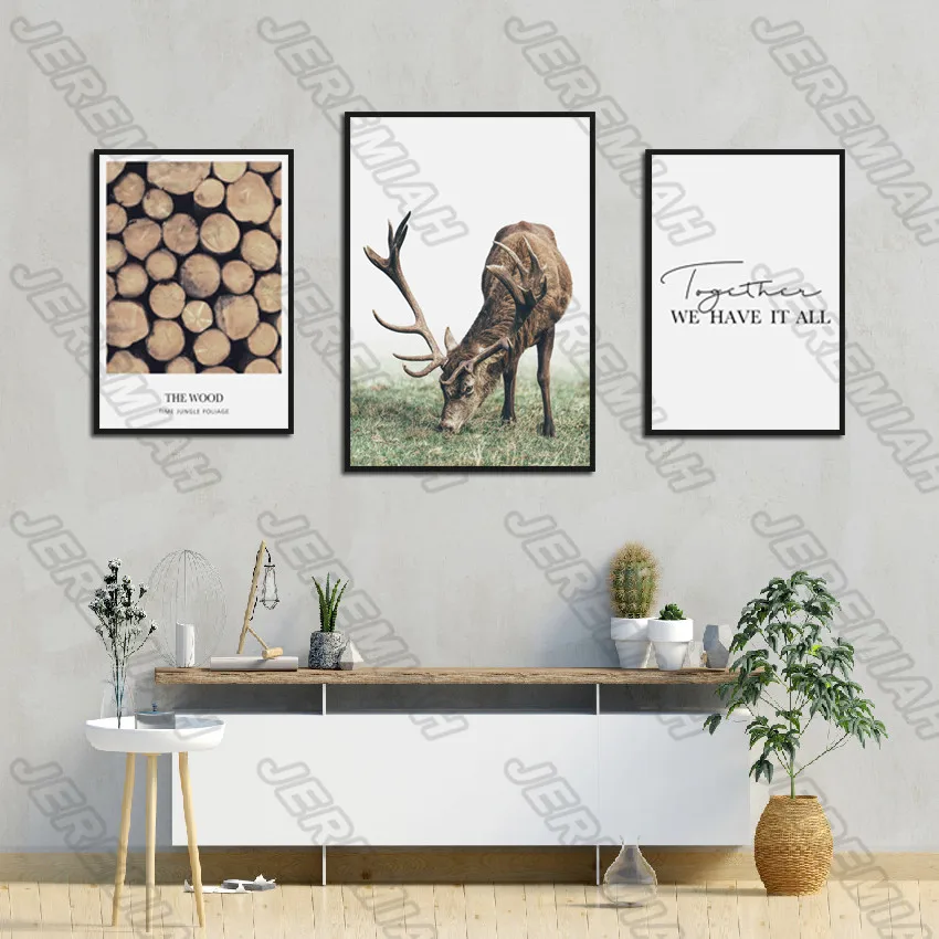 

Elk Plant English Poster Nordic Style Wall Art Canvas Print Painting Modern Living Room Decoration