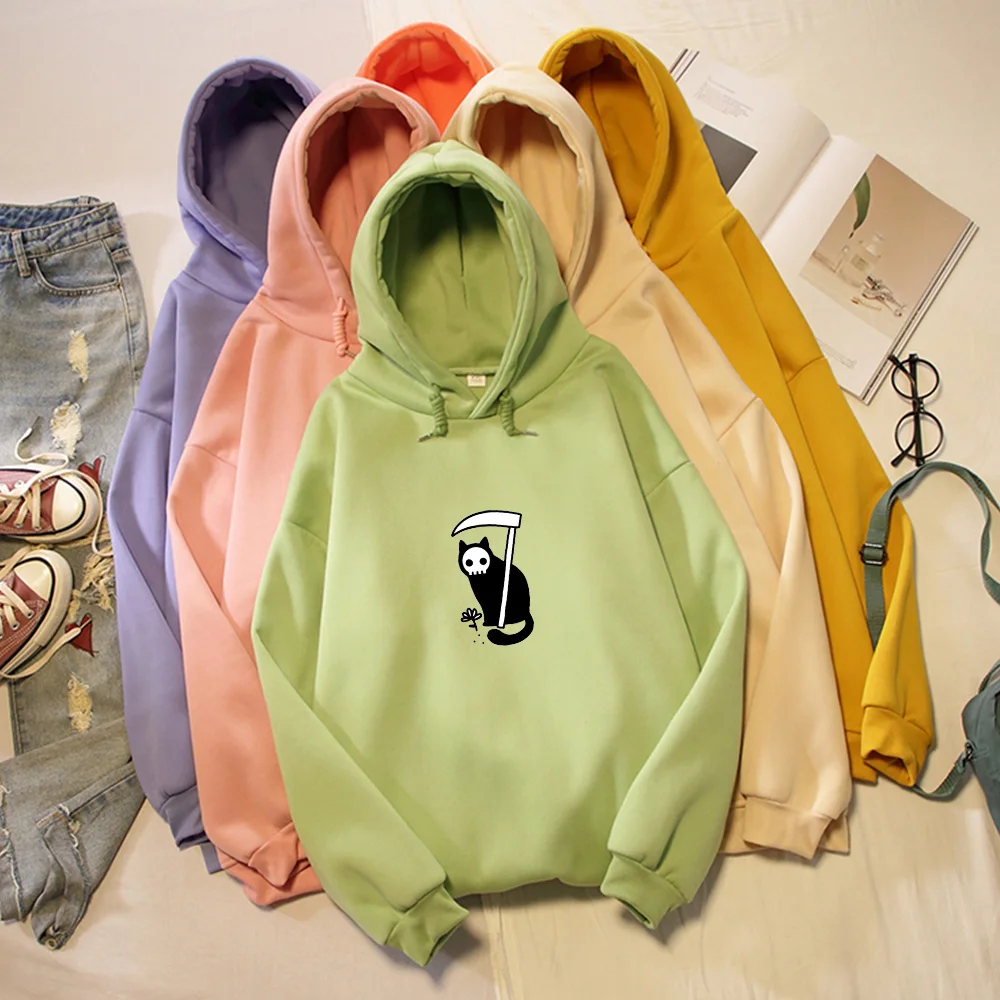 Funny Skull Graphic Hoodies Goth Clothes Women Punk Gothic Vintage Casual Pullover Winter Tracksuit Kawaii Sweetshirt for Girls