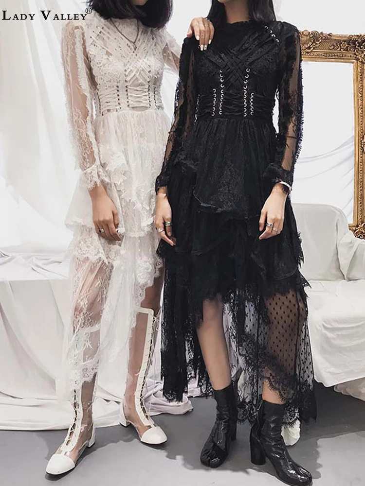 Женское асимметричное платье облегающее Каскадное с завязками модельное