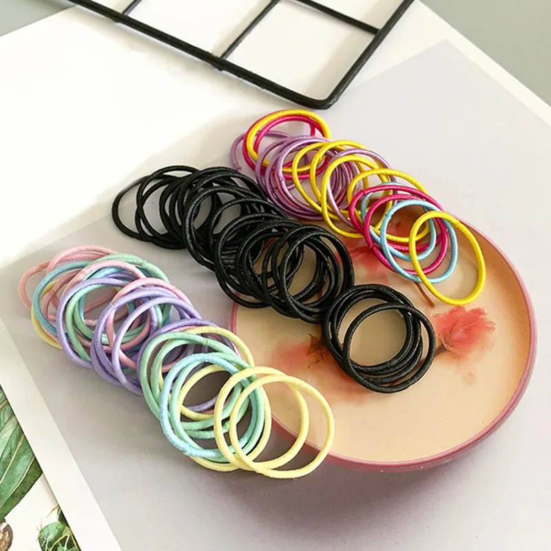 100 шт./компл. женские Украшения для волос детская цветная Резиновая лента девочек