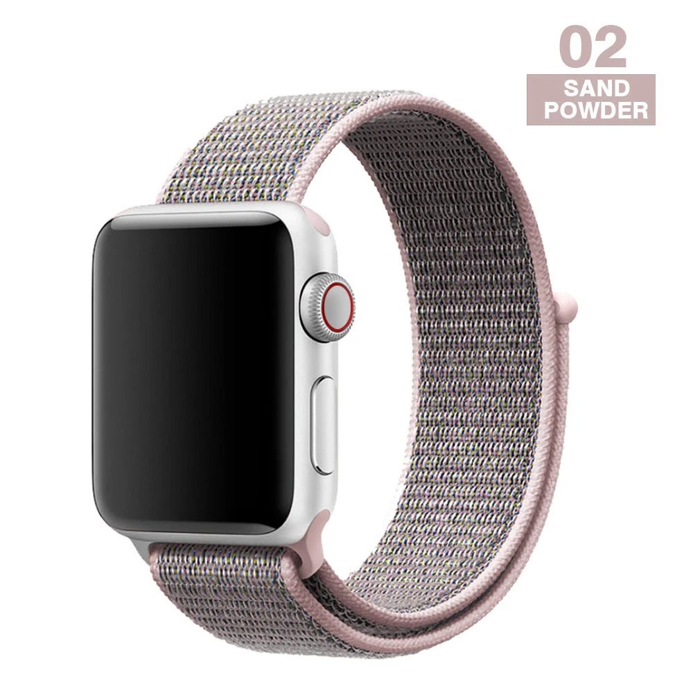 Pink Sand Ремешок для наручных часов Apple Watch серии 3/2/1 38 мм 42 мм мягкий нейлон дышащий сменный ремешок Спортивные петли для наручных часов iwatch серии 4 5 40 мм 44 мм - Цвет ремешка: Pink Sand