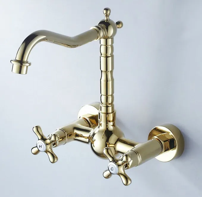 Роскошный золотой цвет латунь ванная комната кухонная раковина смеситель кран