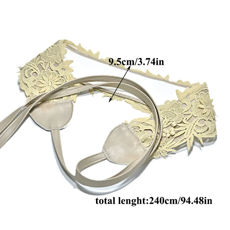 

9.5cm Wide Simple All-match Waist Belt Solid Color Wide Corset Lace-ups Belt Women Lace Belt Bow Knot Buckle Waistband