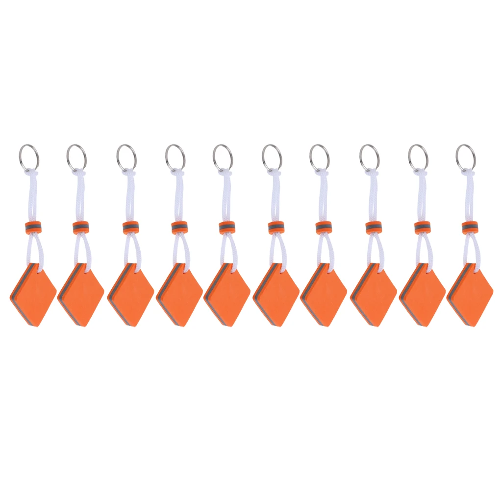 

10 Pieces Boating Sea Fishing Water Sports Racing Floating Keychain Key Ring-Ships Square Orange