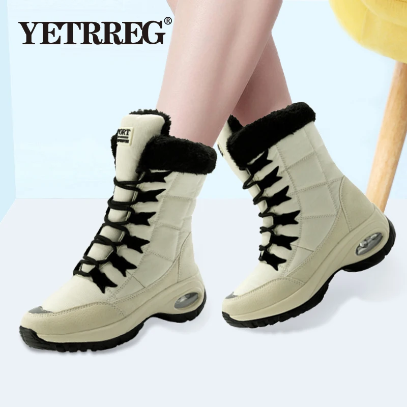 Зимние модные водонепроницаемые женские ботинки теплые плюшевые зимние