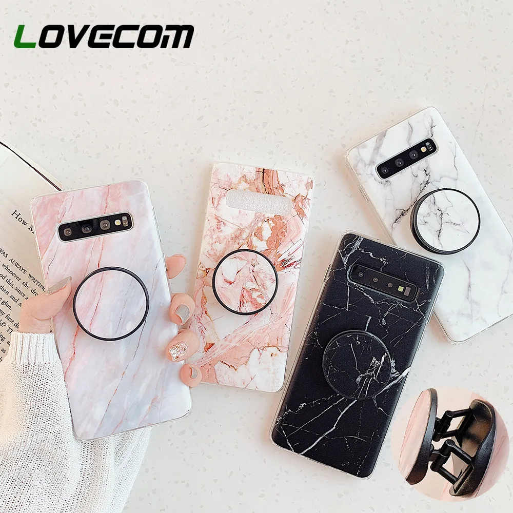 Мраморный чехол для телефона LOVECOM с держателем Samsung A42 S20FE S20 Plus A50 A21S S8 S9 S10 мягкий IMD