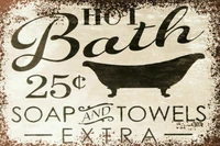 hot bath advert retro vintage style metal sign plaque bathroom home