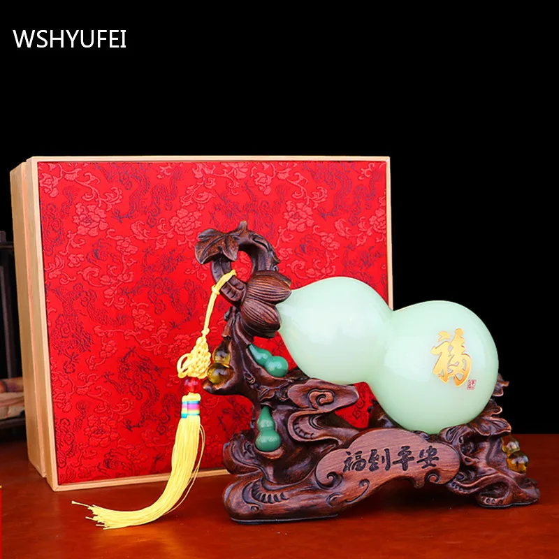 Fengshui Lucky Money Gourd Shape Liuli Modern Style Statue Home Decor Office Ornament Living Room Opening Gifts Present Crafts | Дом и сад