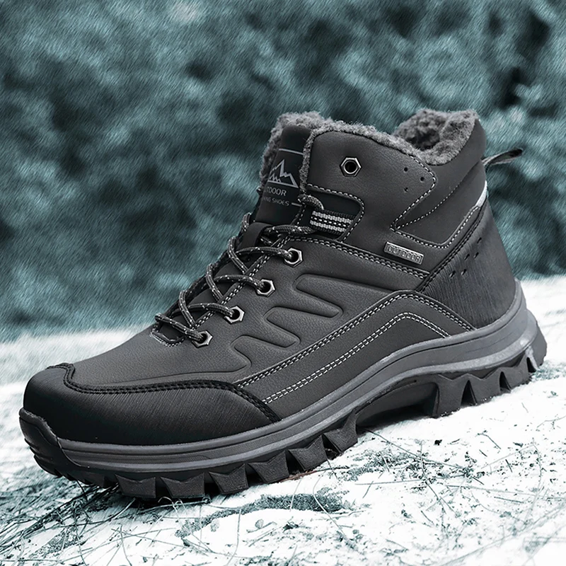 Зимние ботинки для мужчин Хлопковая обувь Бархатная мужская повседневная с