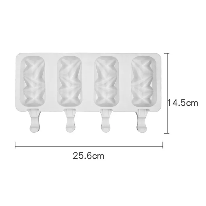 

Silicone Ice Cream Molds 4 Cell Ice Cube Tray Food Safe Popsicle Maker DIY Homemade Freezer Ice Lolly Mould Home Ice Cream tools