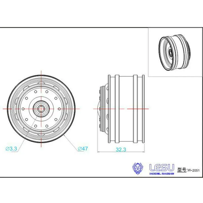 Металлический подшипник передней ступицы LESU для 1/14 RC TAMIYA VOLVO FH12 FH16 тракторный