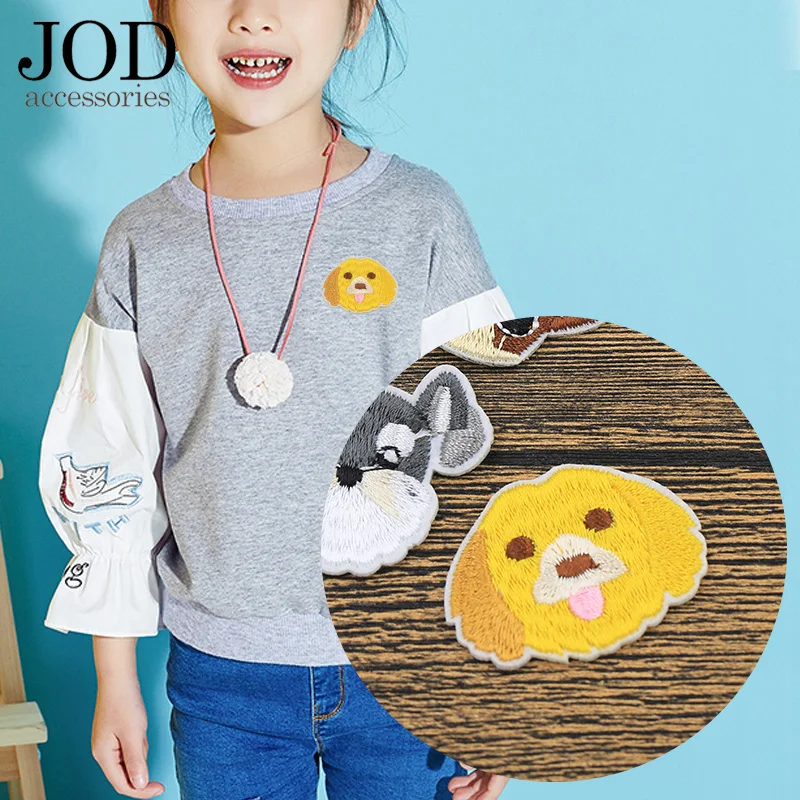 Термо наклейки на одежду с изображением головы собаки из аниме железные нашивки