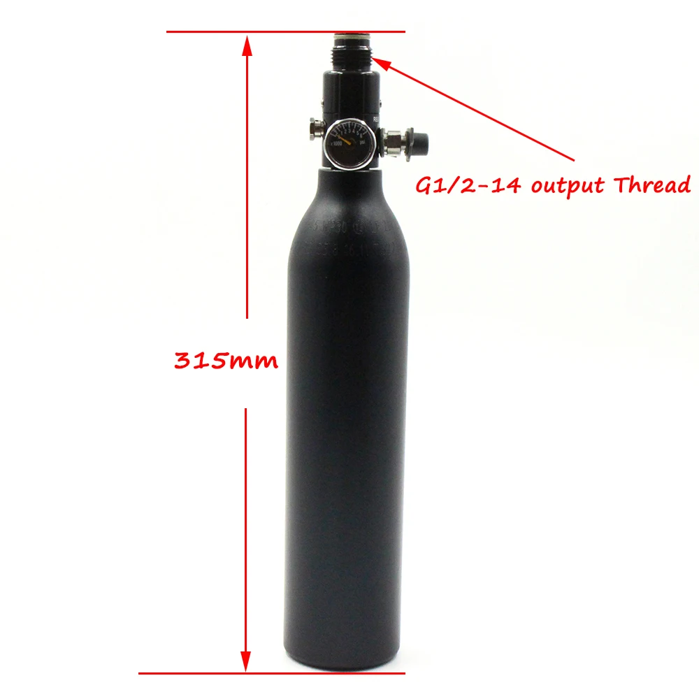 Пейнтбольный бак 0.35L/21CI PCP цилиндр 300Bar/4500psi алюминиевая воздушная бутылка черного