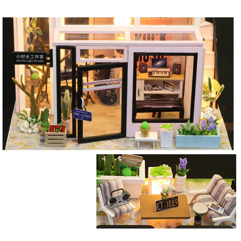 Деревянный кукольный домик сделай сам миниатюрный комплект мебели музыкальные