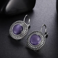 bohemian earrings colorful opal pendant earring boho big drop earrings for women jewelry elegant vintage tibetan silver earrings
