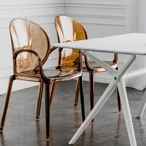 Скандинавский дизайнерский акриловый прозрачный стул, стул для спальни макияжа, бытовая спинка, можно комбинировать, пластиковый обеденны...