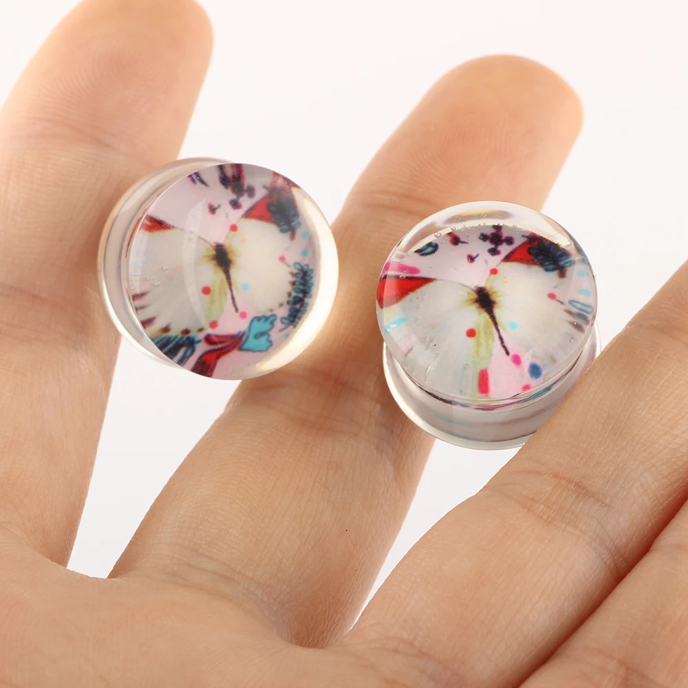 Акриловое кольцо Для Пирсинга Ушей бабочки черные и белые пробки для туннелей