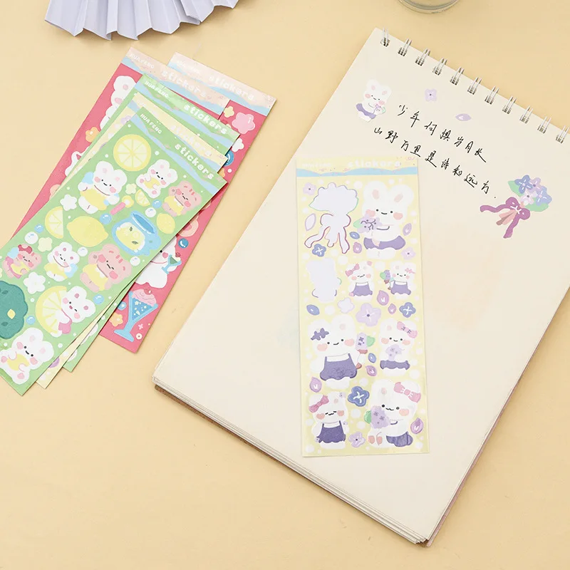 

Korean Cute Bear Cat Cartoon Laser Stickers Kawaii Decorate Manual Photo Album Scrapbook Stationery Stickers Kids Gift