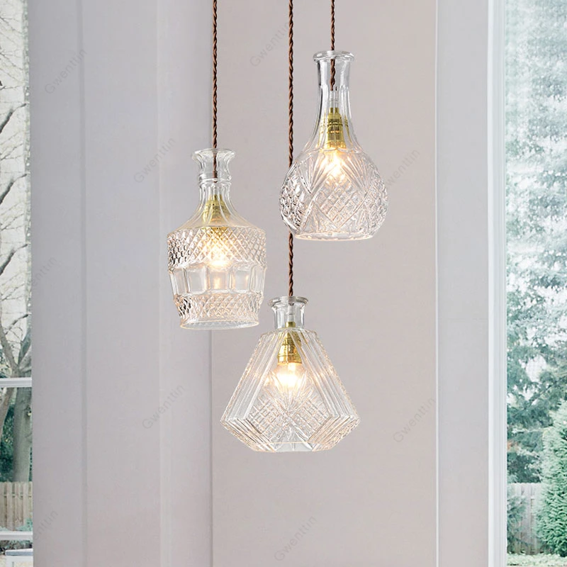 Винтажный подвесной светильник в виде стеклянной бутылки лампа для столовой