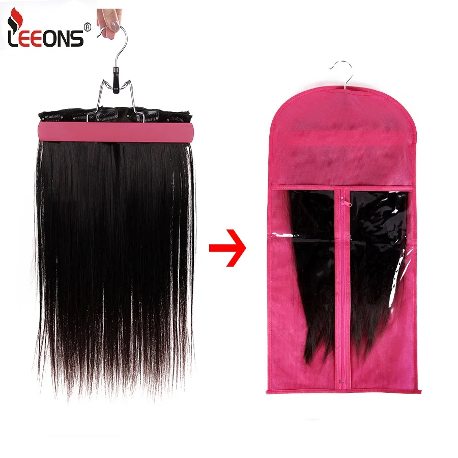 Leeons 1 комплект сумка для париков с вешалкой держатель наращивания волос хранения