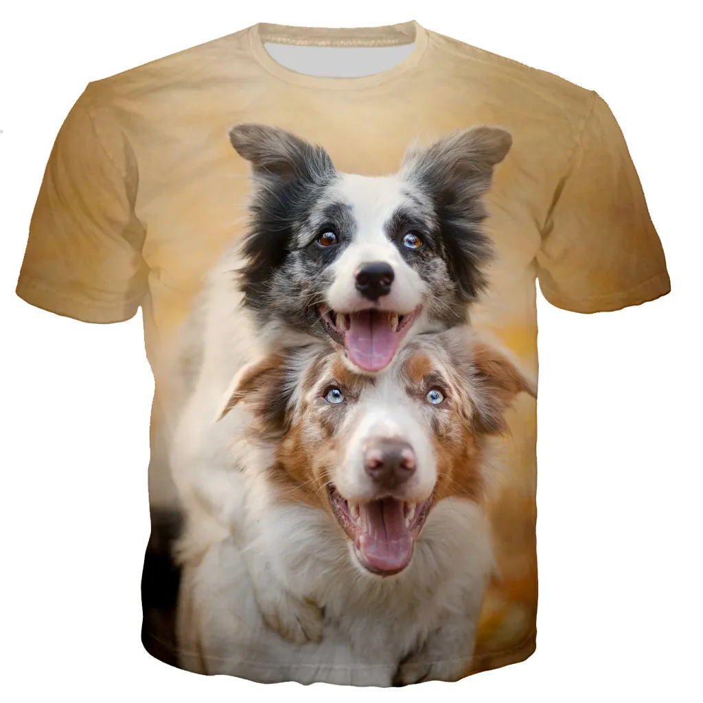 

Summer New Style 3d Casual Printing Border Collie Men And Women T-shirt Tops Student O-neck Short-sleeved T-shirt