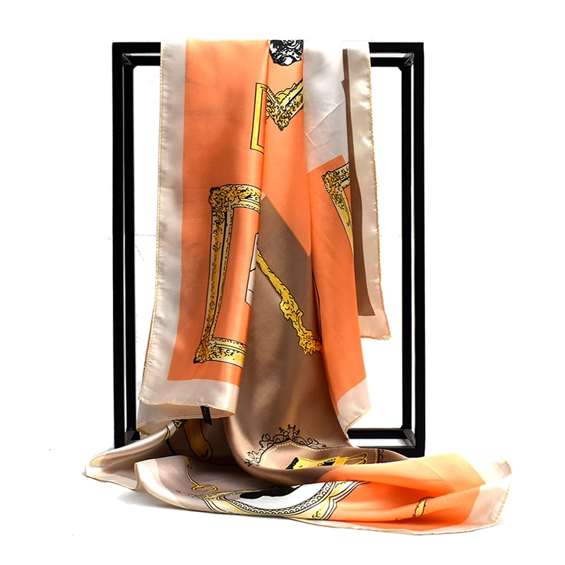 Модный женский шарф роскошного бренда синие полосатые цепочки с принтом хиджаб