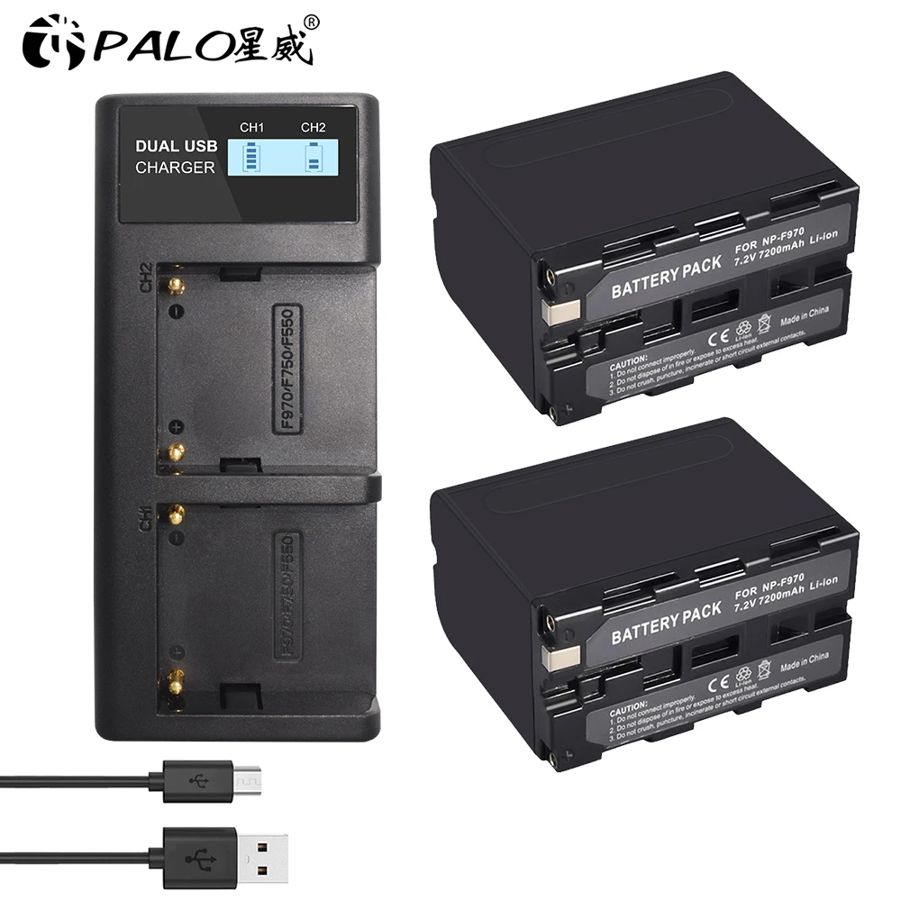 WEIHE 7200 мАч NP F970 NP-F960 Батарея batterias + Сверхбыстрые скорости ЖК-дисплей двойной