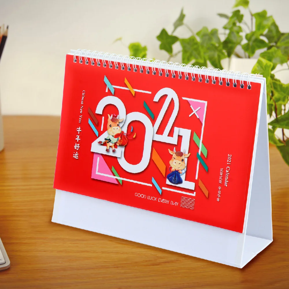 

1Pc 2021 Memo Table Calendar Fashion Coil Calendar Desk Decoration (Ox)